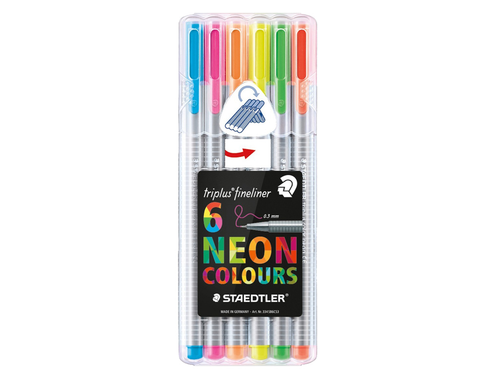 MARCADOR STAEDTLER TRIPLUS NEON COLOURS ESTOJO DE 6 UNIDADES CORES SORTIDAS