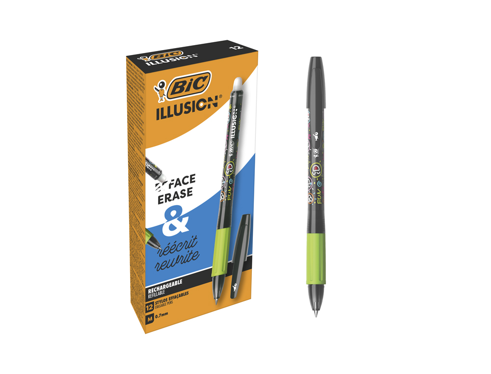 ESFEROGRAFICA BIC GELOCITY ILLUSION APAGAVEL PRETO PONTA DE 0,7 MM