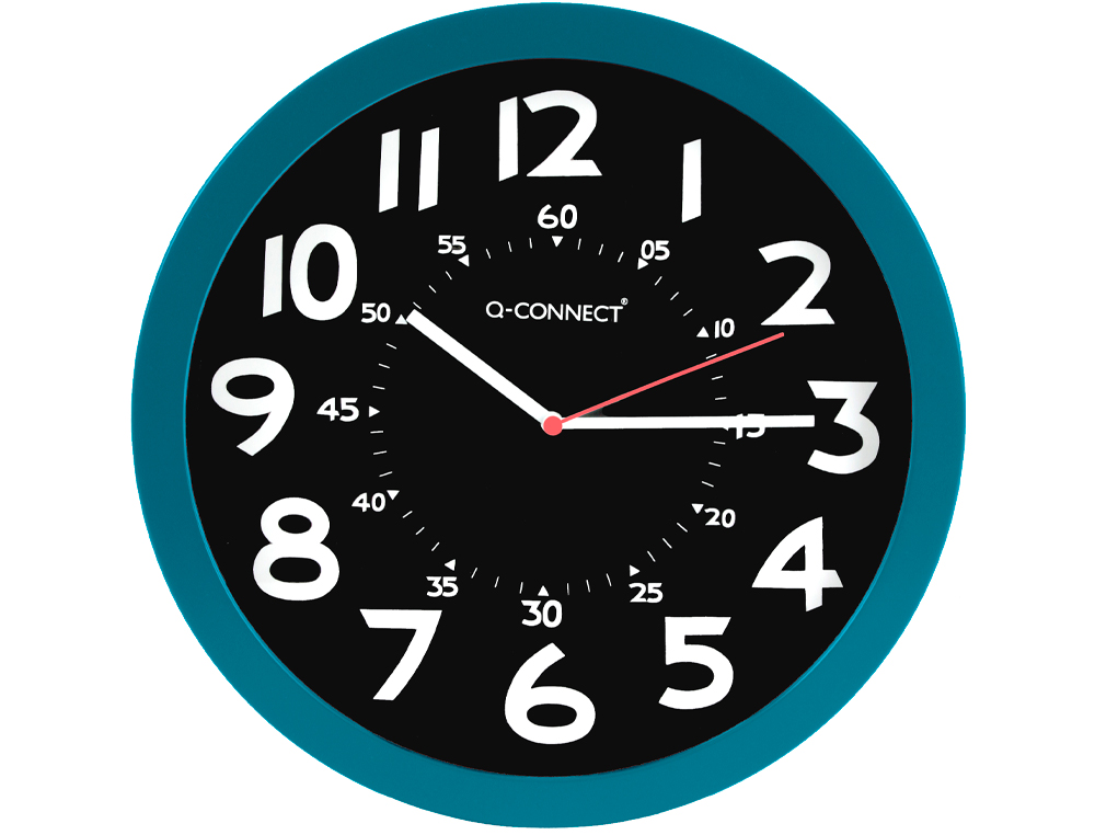 RELOGIO Q-CONNECT DE PAREDE PLASTICO DE ESCRITORIO REDONDO 30 CM COR AZUL E PRETO