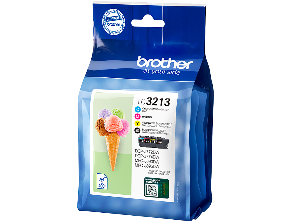 TINTEIRO BROTHER LC3213 DCP-J572 / DCP-J772 / MFC-J890PACK 4 CORES PRETO AMARELO CIAN MAGENTA