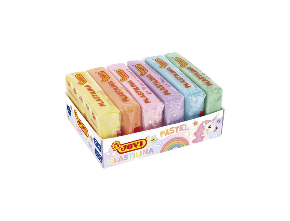 PLASTICINA JOVI 70 SORTIDA FORMATO PEQUENO CORES PASTEL SORTIDAS CAIXA DE 6 UNIDADES 50 G