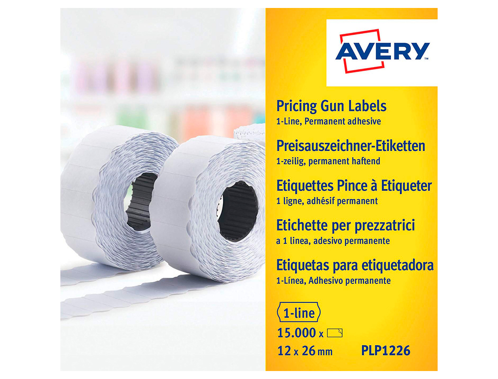 ETIQUETA AVERY 1 LINHA ADESIVO PERMANENTE 26X12 MM BRANCA ROLO DE 1500 UNIDADES CAIXA DE 10 UNIDADES
