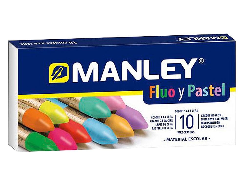 LAPIS DE CERA MANLEY FLUOR E PASTEL CAIXA DE 10 CORES SORTIDAS