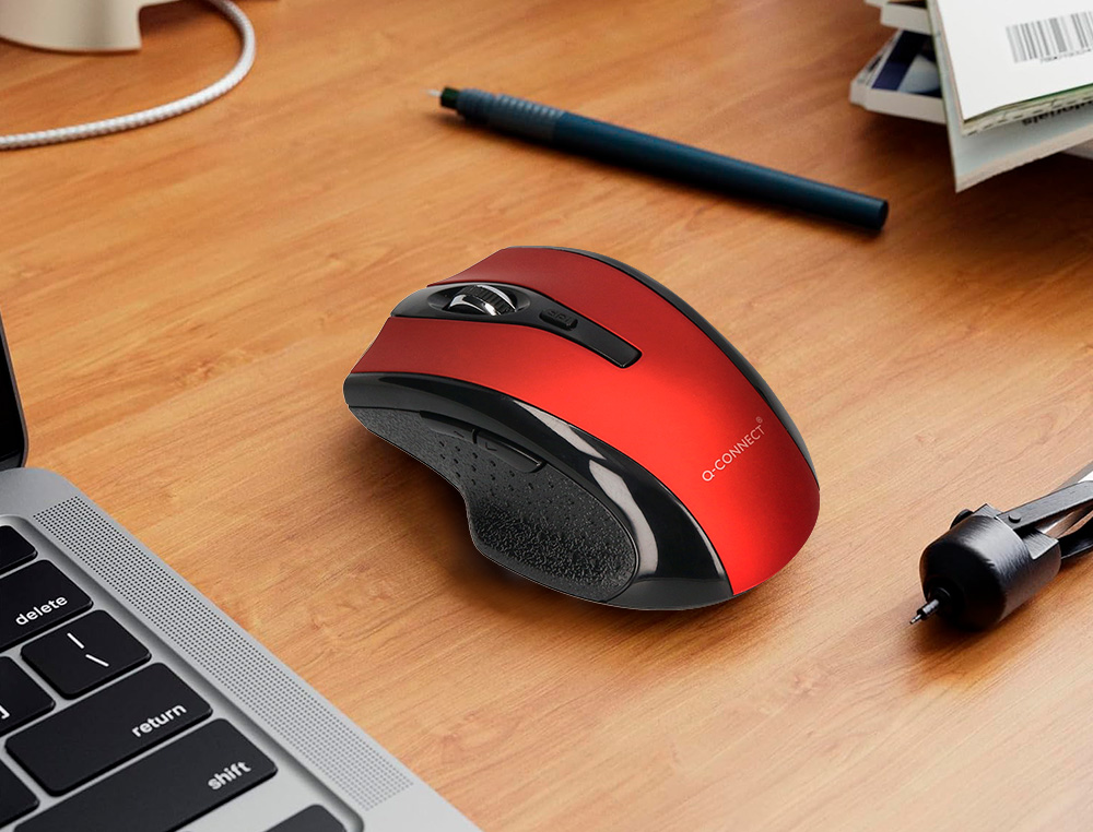RATO Q-CONNECT OPTICO SEM FIOS 1000 DPI RECETOR USB 2,4 GHZ VERMELHO
