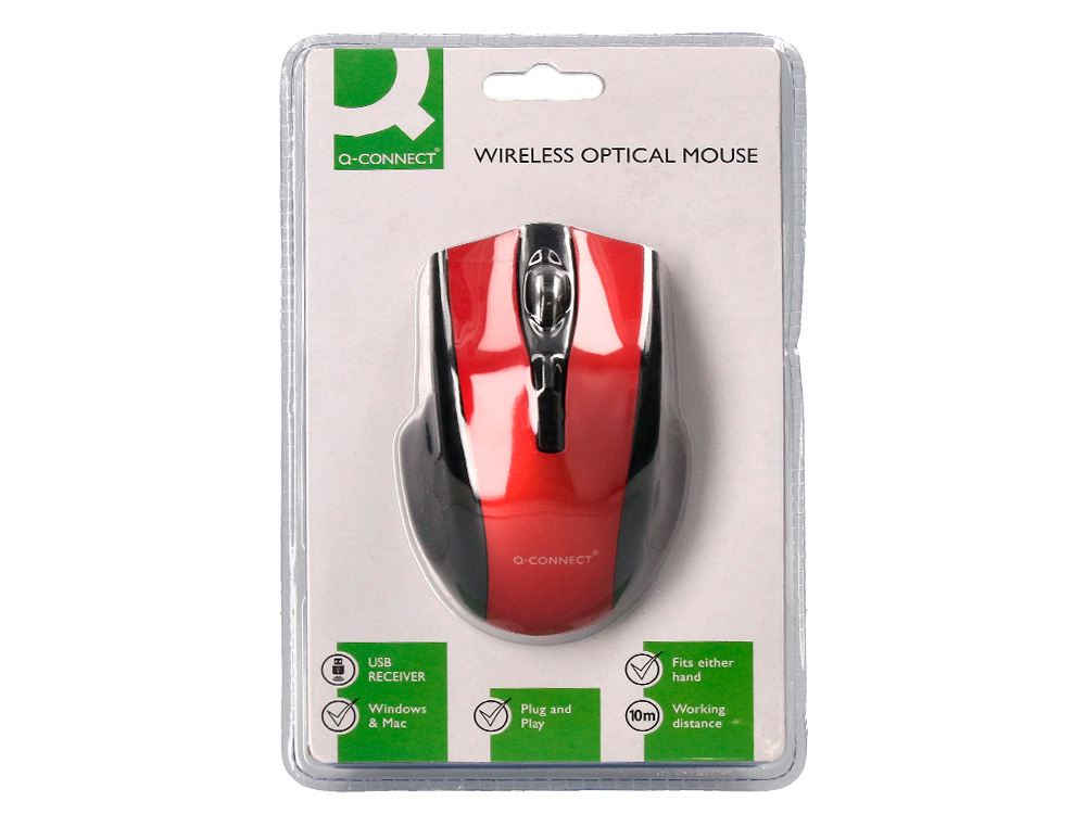 RATO Q-CONNECT OPTICO SEM FIOS 1000 DPI RECETOR USB 2,4 GHZ VERMELHO