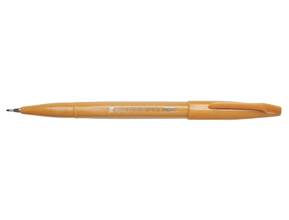 CANETA PINCEL PENTEL TOUCH PARA CALIGRAFIA COR OCRE