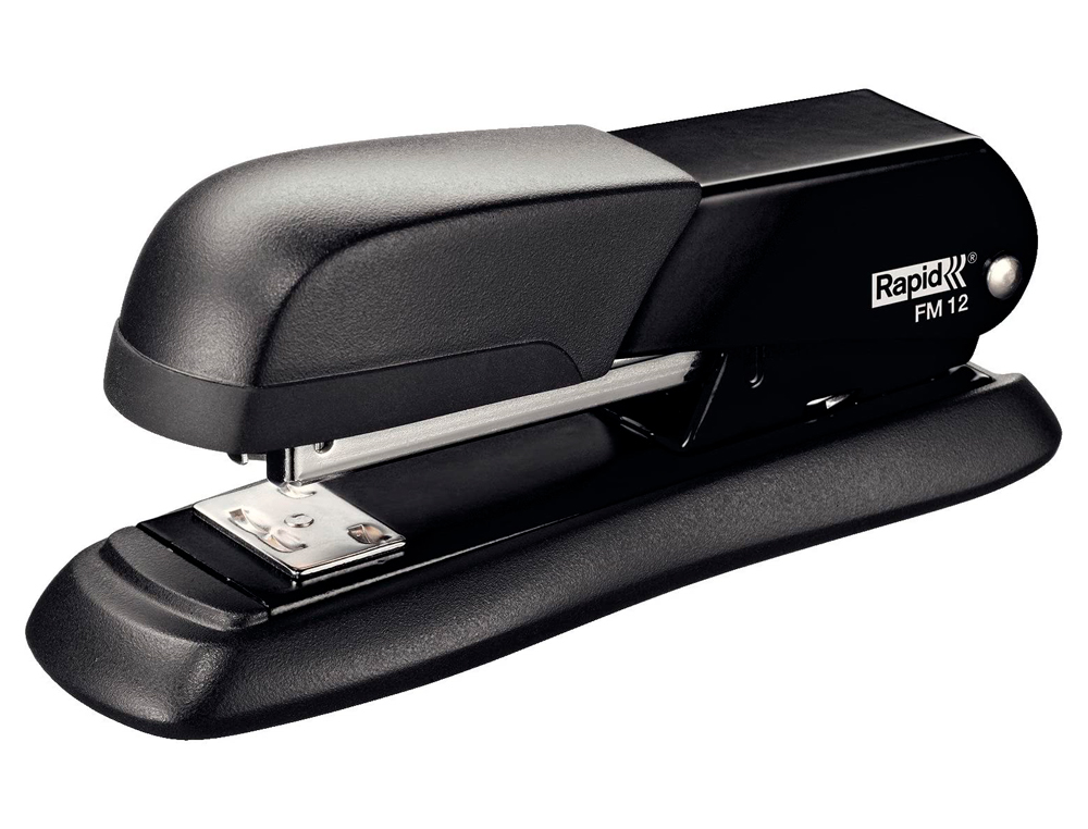 AGRAFADOR RAPID FM12 METALICA COR PRETA CAPACIDADE 25 FOLHAS USA AGRAFES 24/6 E 26/6