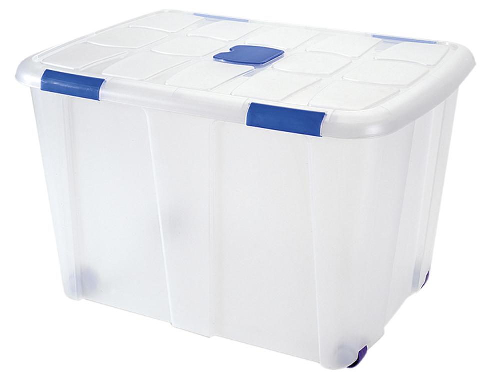 CAIXA DE ARMAZENAGEM PLASTICFORTE 130 LITROS Nº 16 TRANSPARENTE COM TAMPA 480X740X540 MM