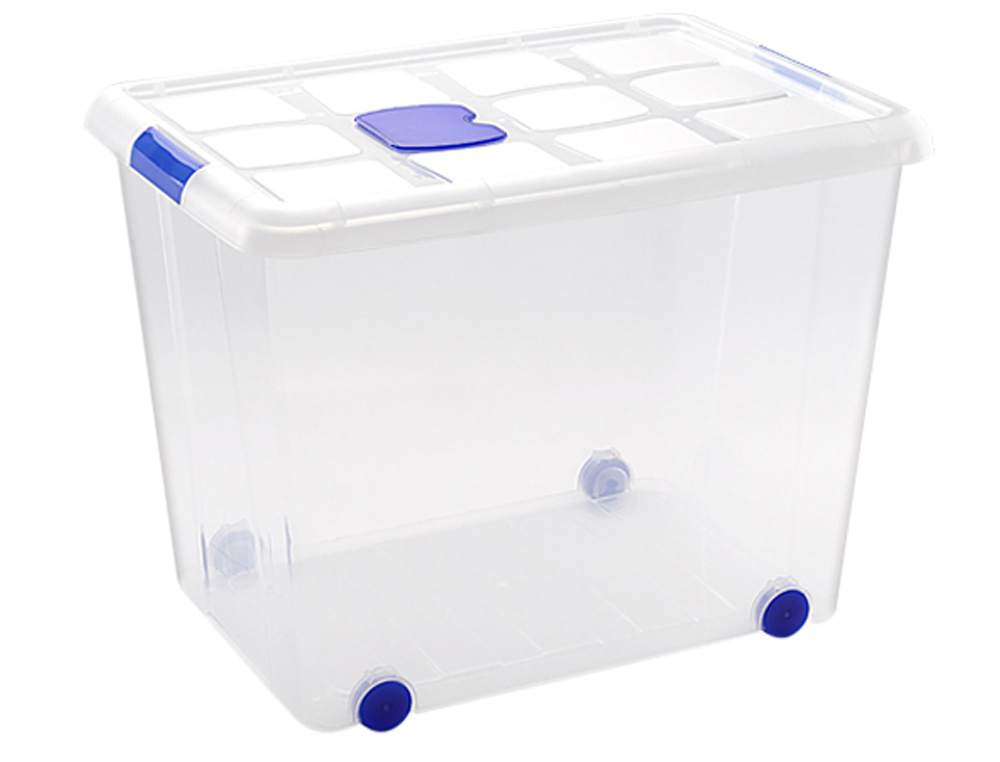 CAIXA DE ARMAZENAGEM PLASTICFORTE 86 LITROS N 8 TRANSPARENTE COM TAMPA 470X620X450 MM
