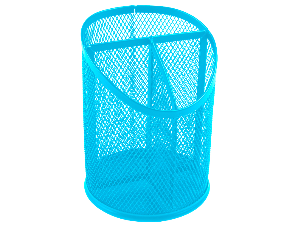 PORTA LAPIS Q-CONNECT METAL REDE TURQUESA COM 3 COMPARTIMENTOS DIAMETRO 110 ALTURA 147 MM