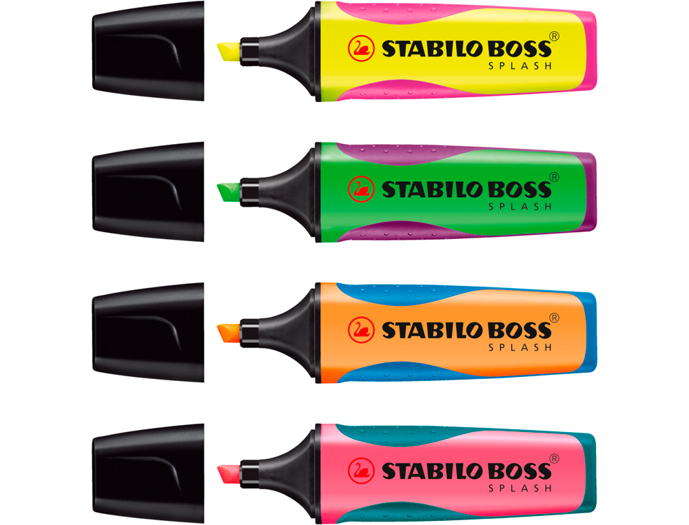 MARCADOR STABILO BOSS SPLASH 75 EXPOSITOR DE SECRETARIA DE 15 UNIDADES CORES SORTIDAS
