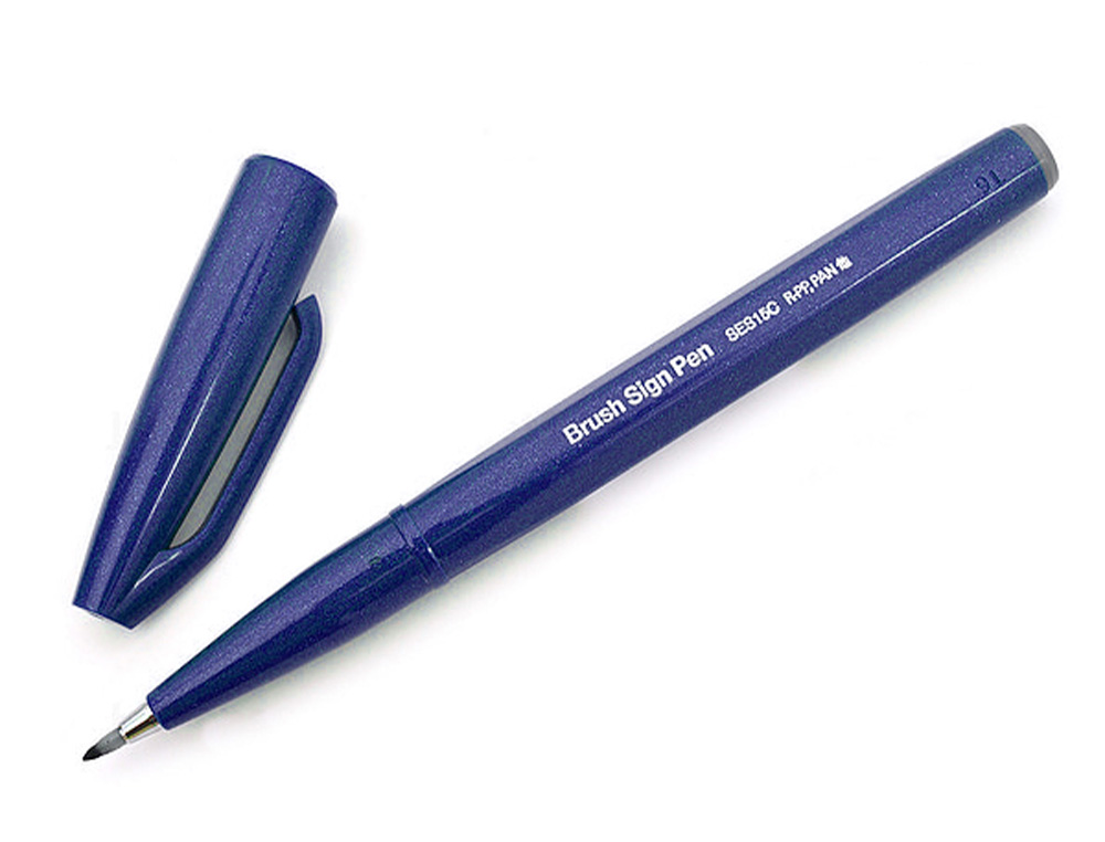 CANETA PINCEL PENTEL TOUCH PARA CALIGRAFIA COR AZUL ESCURO