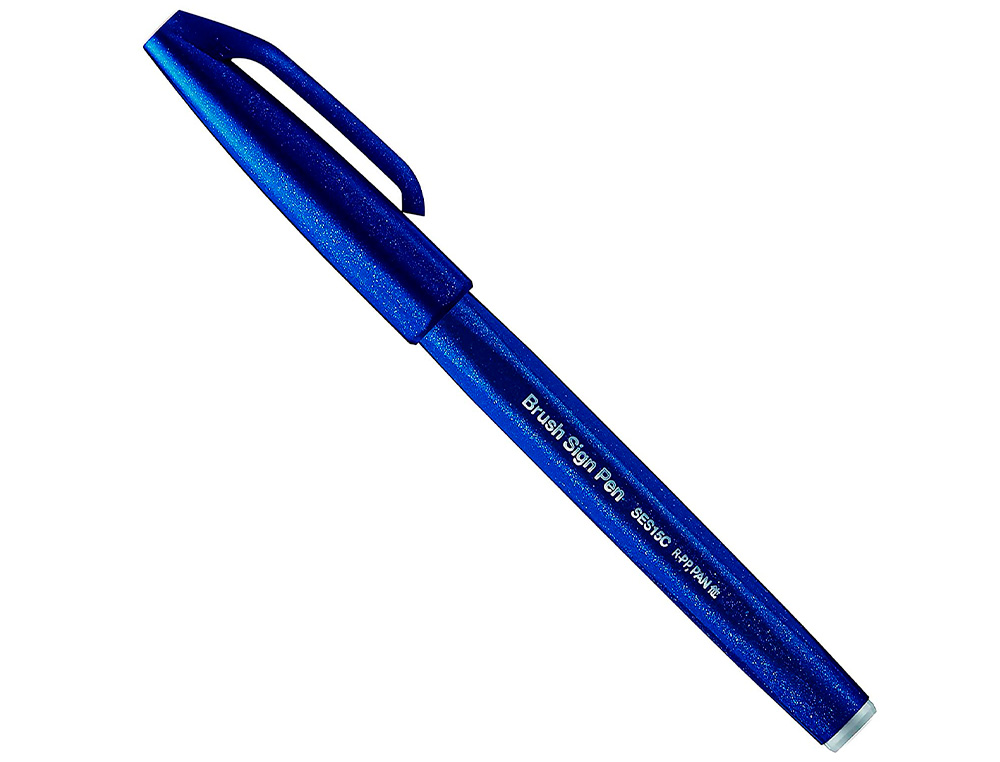 CANETA PINCEL PENTEL TOUCH PARA CALIGRAFIA COR AZUL ESCURO