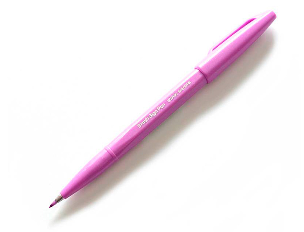 CANETA PINCEL PENTEL TOUCH PARA CALIGRAFIA COR ROXO CLARO