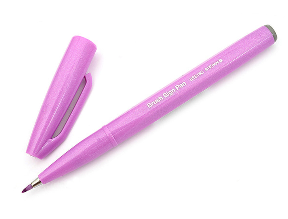 CANETA PINCEL PENTEL TOUCH PARA CALIGRAFIA COR ROXO CLARO