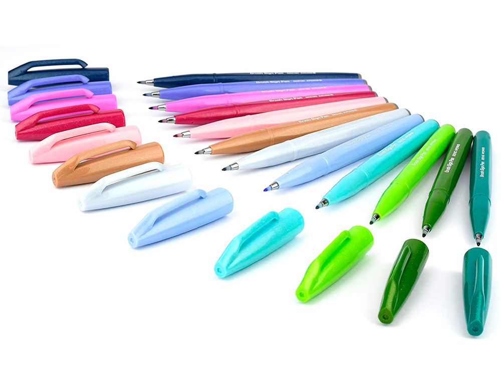 CANETA PINCEL PENTEL TOUCH PARA CALIGRAFIA COR ROXO CLARO
