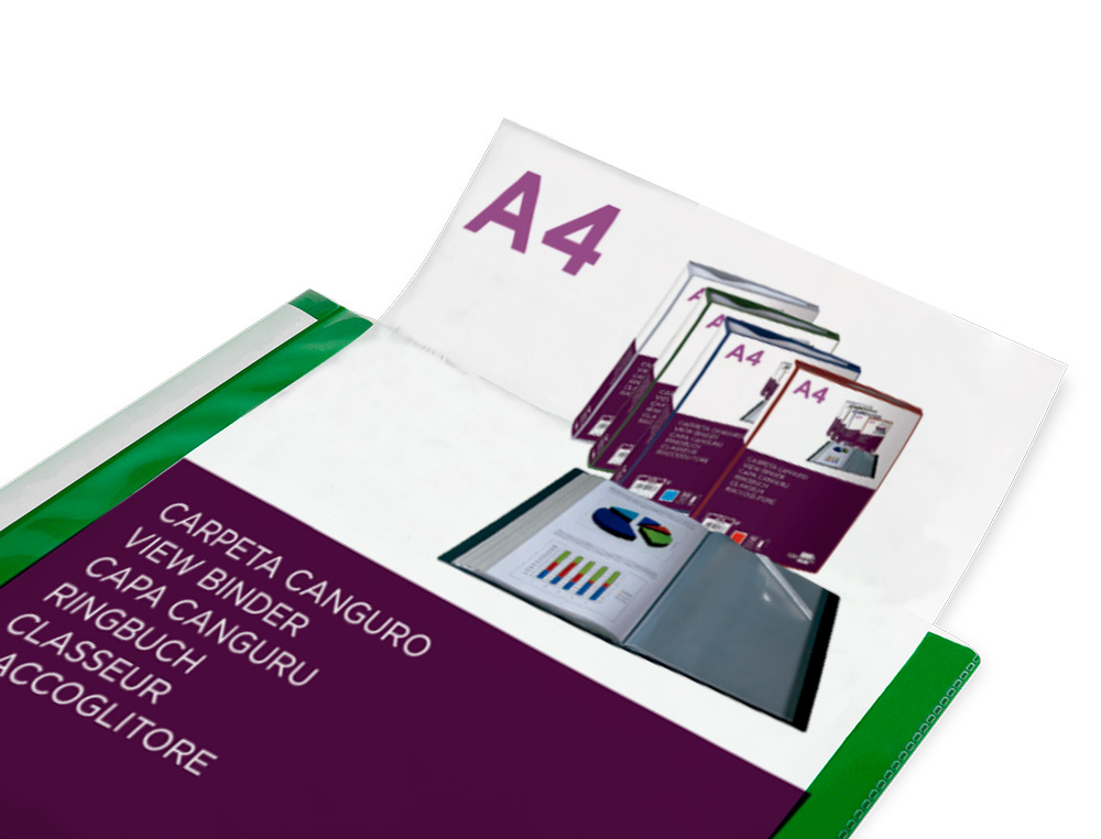 PASTA CANGURU LIDERPAPEL 60 BOLSAS POLIPROPILENO DIN A4 VERDE TRANSLUCIDO CAPA E LOMBADA PERSONALIZAVEL