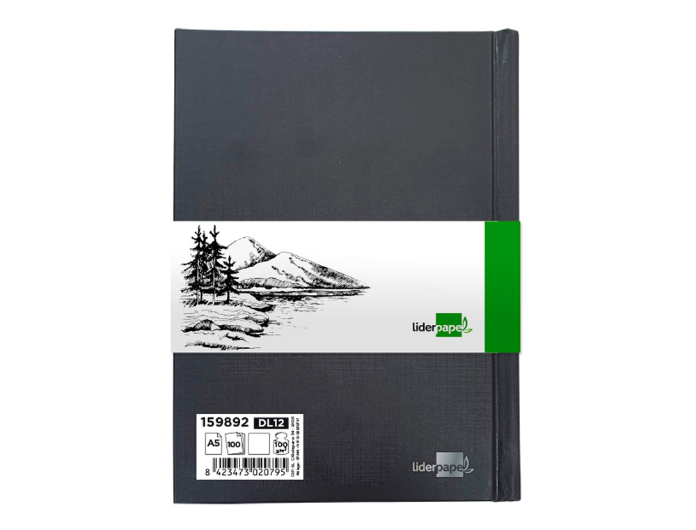 DIARIO GRAFICO ENCADERNADO LIDERPAPEL DIN A5 210X148 MM 100 FOLHAS 100 GR COR PRETA