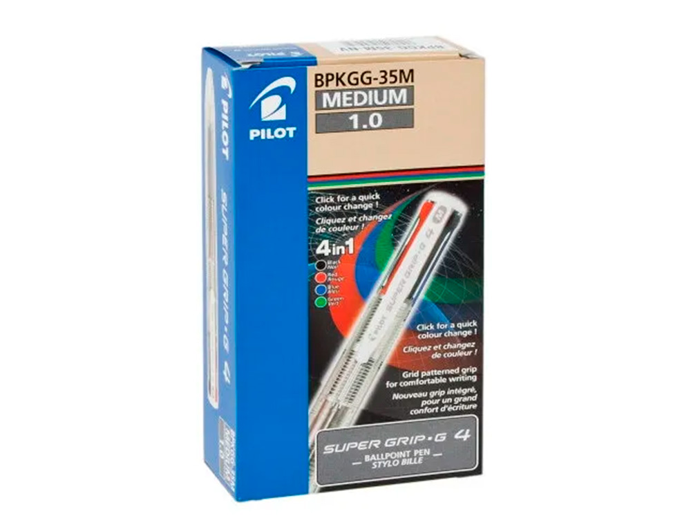 ESFEROGRAFICA PILOT SUPERGRIP G 4 CORES RETRATIL TINTA BASE DE OLEO CORPO COR AZUL CLARO
