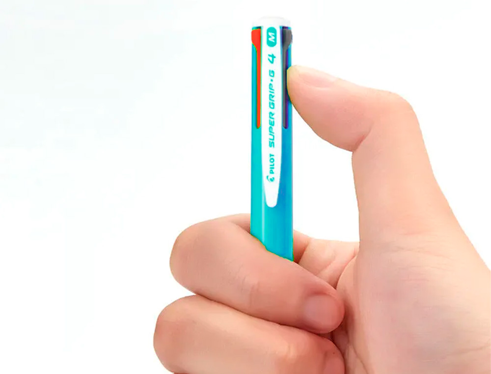 ESFEROGRAFICA PILOT SUPERGRIP G 4 CORES RETRATIL TINTA BASE DE OLEO CORPO COR AZUL CLARO