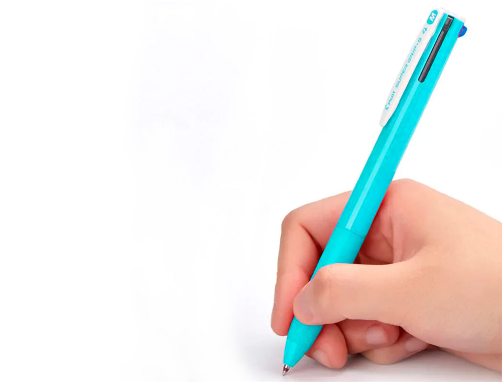 ESFEROGRAFICA PILOT SUPERGRIP G 4 CORES RETRATIL TINTA BASE DE OLEO CORPO COR AZUL CLARO