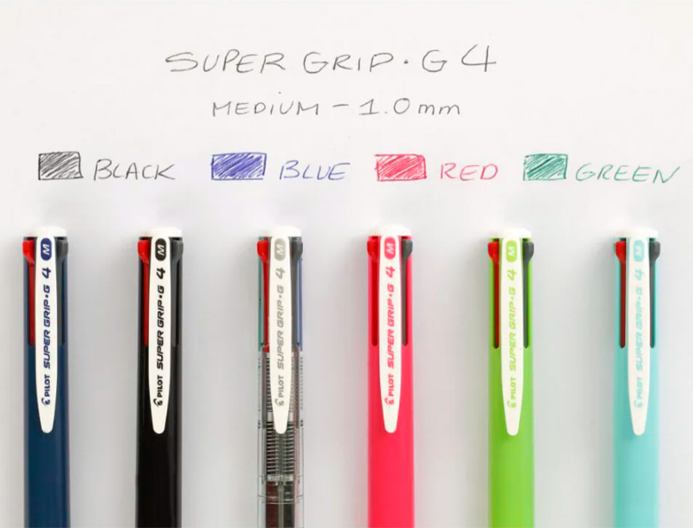 ESFEROGRAFICA PILOT SUPERGRIP G 4 CORES RETRATIL TINTA BASE DE OLEO CORPO COR AZUL CLARO