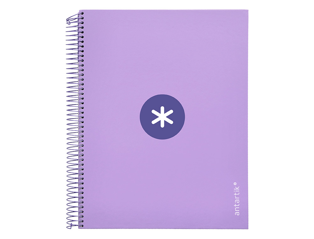 CADERNO ESPIRAL DIN A4 ANTARTIK CAPA FORRADA 120F 100 GR PAUTADO 5 BANDAS 4 FUROS COR LAVANDA
