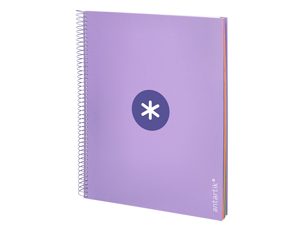 CADERNO ESPIRAL DIN A4 ANTARTIK CAPA FORRADA 120F 100 GR PAUTADO 5 BANDAS 4 FUROS COR LAVANDA