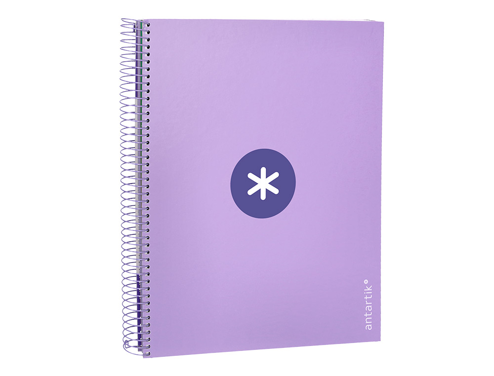 CADERNO ESPIRAL DIN A4 ANTARTIK CAPA FORRADA 120F 100 GR PAUTADO 5 BANDAS 4 FUROS COR LAVANDA