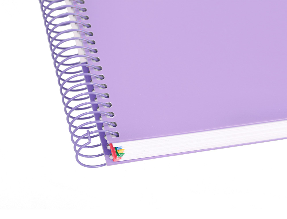 CADERNO ESPIRAL DIN A4 ANTARTIK CAPA FORRADA 120F 100 GR PAUTADO 5 BANDAS 4 FUROS COR LAVANDA