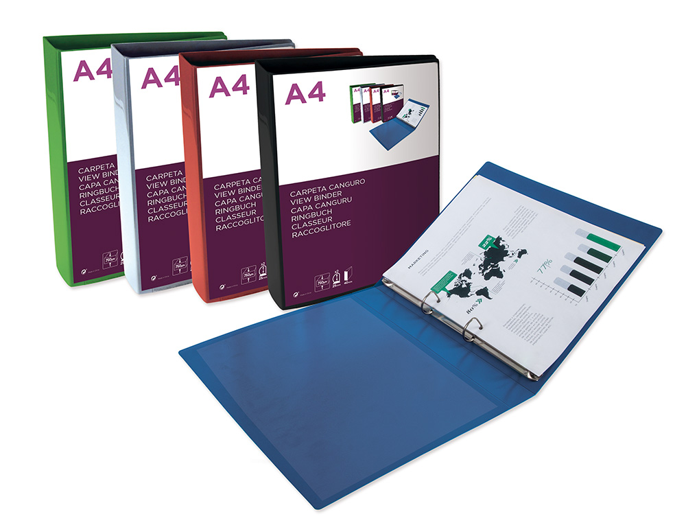 PASTA CANGURU LIDERPAPEL POLIPROPILENO DIN A4 2 ANEIS 25 MM MISTOS PRETO OPACO