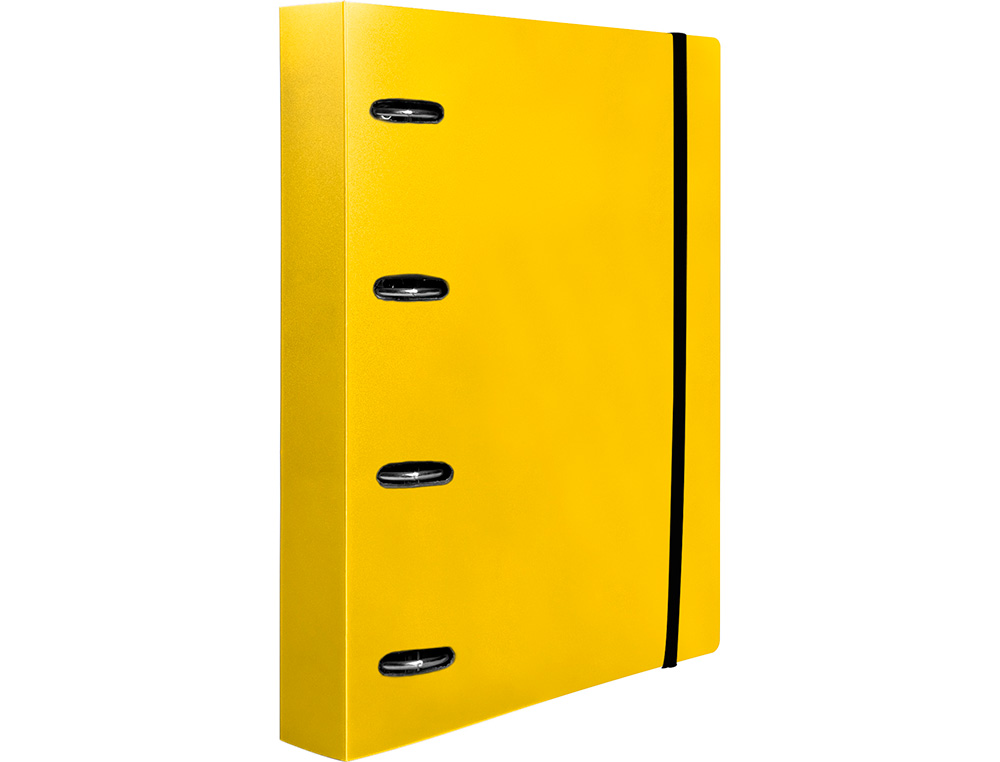 PASTA LIDERPAPEL COM RECARGA POLIPROPILENO DIN A4 4 ANEIS 25MM QUADRICULA 5MM AMARELO OPACO