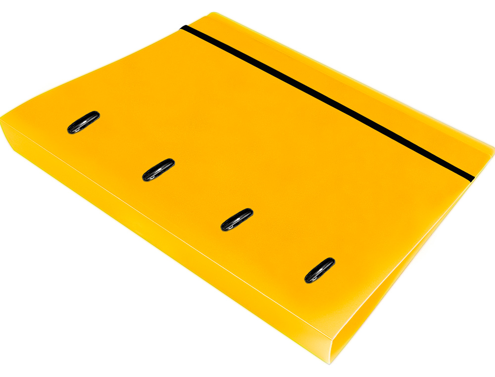PASTA LIDERPAPEL COM RECARGA POLIPROPILENO DIN A4 4 ANEIS 25MM QUADRICULA 5MM AMARELO OPACO