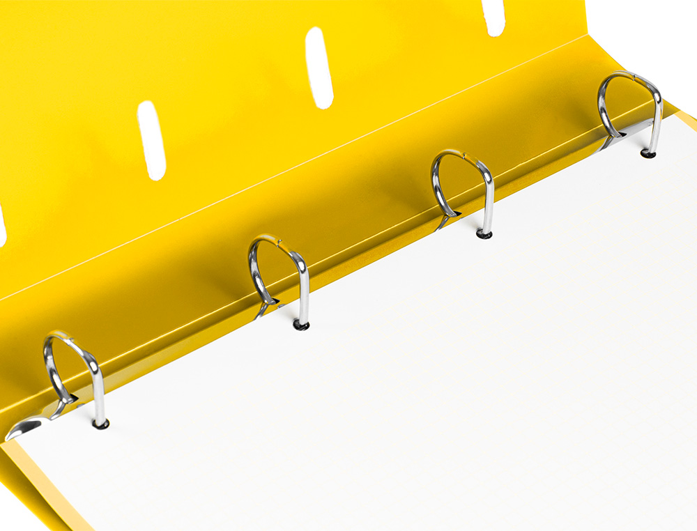 PASTA LIDERPAPEL COM RECARGA POLIPROPILENO DIN A4 4 ANEIS 25MM QUADRICULA 5MM AMARELO OPACO