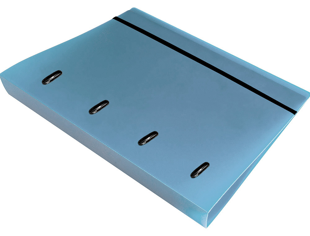 PASTA LIDERPAPEL COM RECARGA POLIPROPILENO DIN A4 4 ANEIS 40MM QUADRICULA 5MM CELESTE OPACO