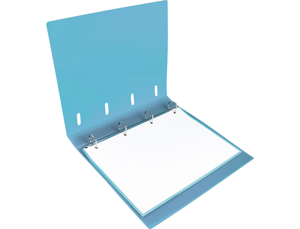 PASTA LIDERPAPEL COM RECARGA POLIPROPILENO DIN A4 4 ANEIS 40MM QUADRICULA 5MM CELESTE OPACO
