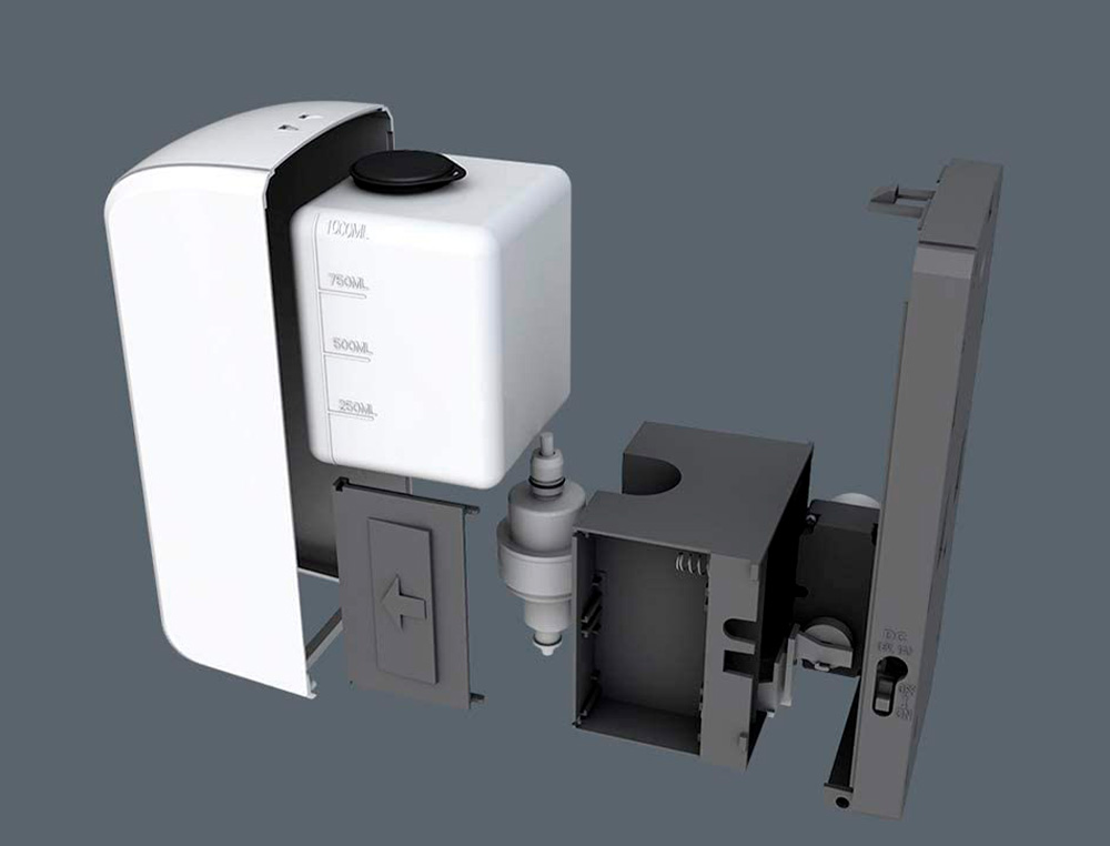 DISPENSADOR HIGIENICO DE SABAO AUTOMATICO COM SENSOR E SUPORTE METALICO Q-CONNECT 152 CM ALTURA 1000 ML COR BRANCO 13X11