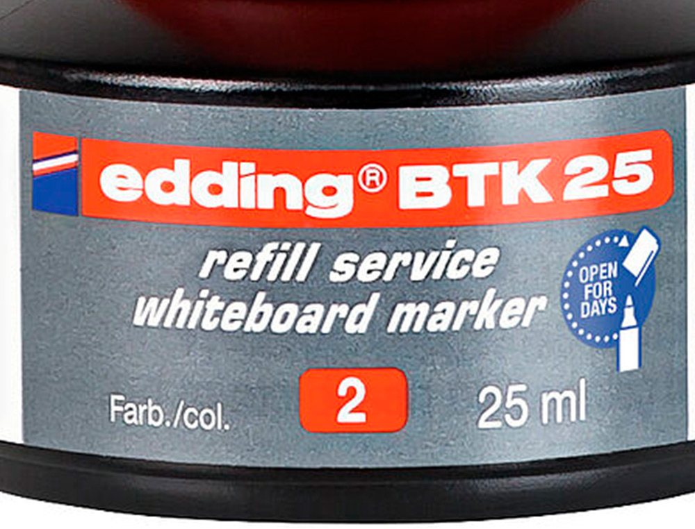 TINTA MARCADOR EDDING QUADRO BRANCO BTK-25 COR VERMELHO FRASCO DE 25 ML