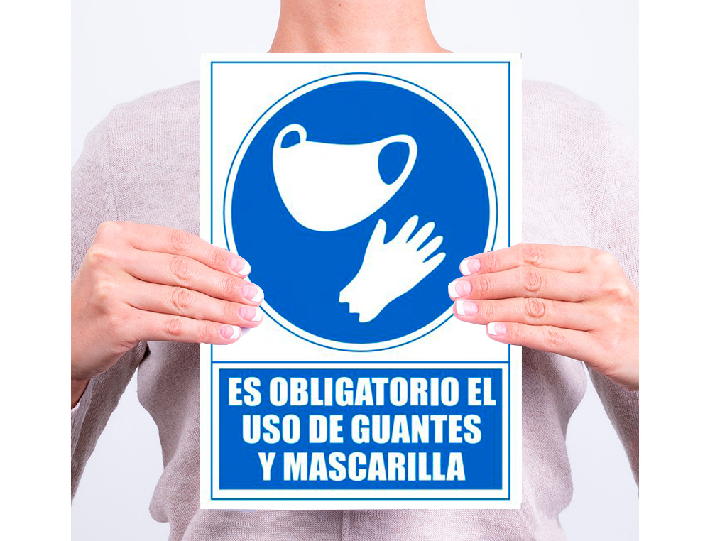 PICTOGRAMA ARCHIVO 2000 OBRIGATORIO O USO DE LUVAS E MASCARA PVC COR AZUL 210X297 MM