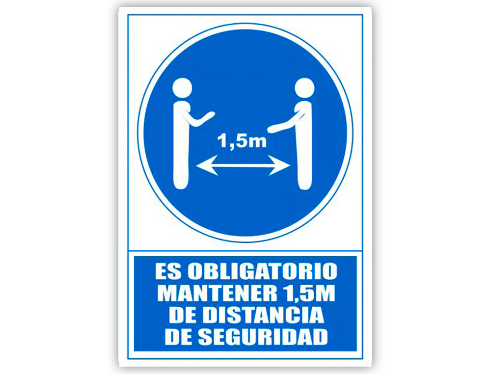 PICTOGRAMA ARCHIVO 2000 OBRIGATORIO MANTER 1,5 M DE DISTANCIA DE SEGURANCA PVC COR AZUL 210X297 MM