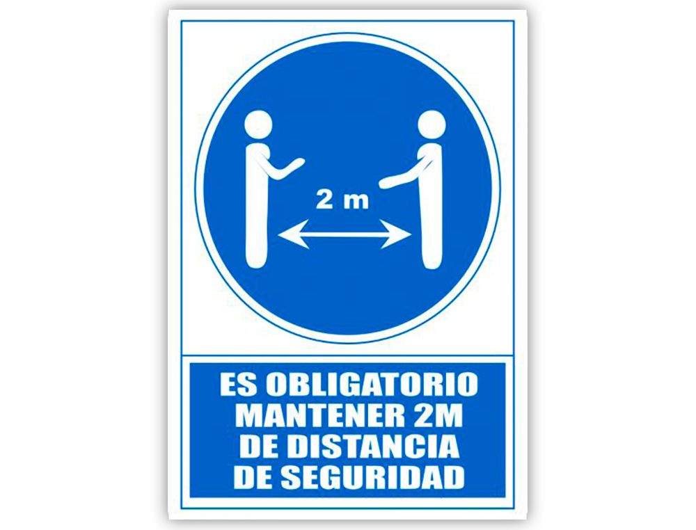 PICTOGRAMA ARCHIVO 2000 OBRIGATORIO MANTER 2 M DE DISTANCIA DE SEGURANCA PVC COR AZUL 210X297 MM