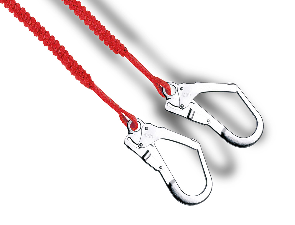 ANTI-QUEDA ELASTICO FARU COM ABSORVEDOR DE ENERGIA DUPLA CORDA MOSQUETAO DUPLO GANCHO DE ACO 50 MM