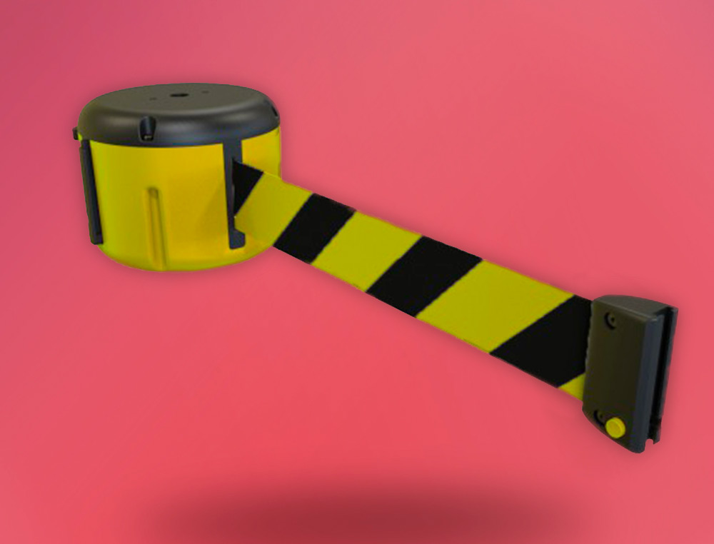 FITA PORTATIL FARU RETRATIL PLASTIFICADA AMARELA/PRETA COMPRIMENTO 9 MT