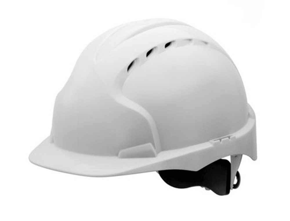 CAPACETE FARU POLIETILENO VENTILADO 6 PONTOS FIXACAO AJUSTE ROLETA COR BRANCO