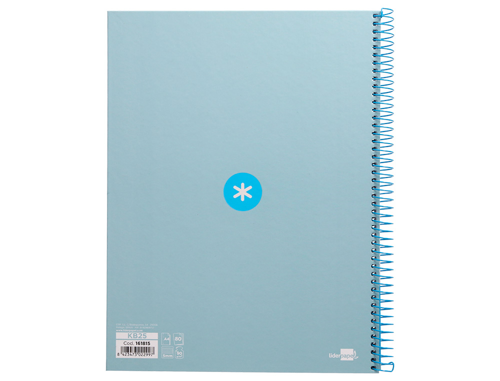 CADERNO ESPIRAL A4 MICRO ANTARTIK CAPA FORRADA 80F 90 GR QUADRICULA 5MM 1 BANDA 4 FUROS COR CELESTE