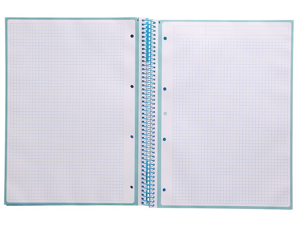 CADERNO ESPIRAL A4 MICRO ANTARTIK CAPA FORRADA 80F 90 GR QUADRICULA 5MM 1 BANDA 4 FUROS COR CELESTE