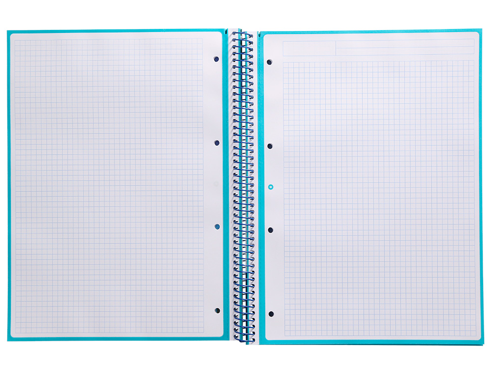CADERNO ESPIRAL A4 MICRO ANTARTIK CAPA FORRADA 80F 90 GR QUADRICULA 5MM 1 BANDA 4 FUROS COR TURQUESA