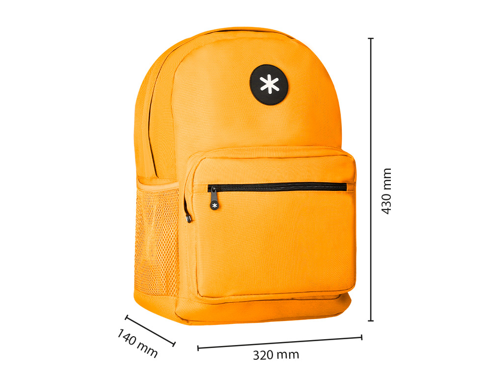MOCHILA ANTARTIK COM ASA E BOLSO FRONTAL COM FECHO COR MOSTARDA 320X140X430 MM
