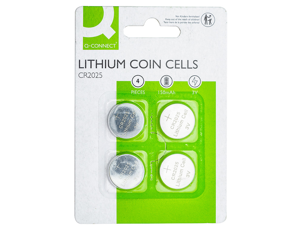 PILHAS Q-CONNECT TIPO BOTAO LITIO CR2025 3V BLISTER DE 4 UNIDADES