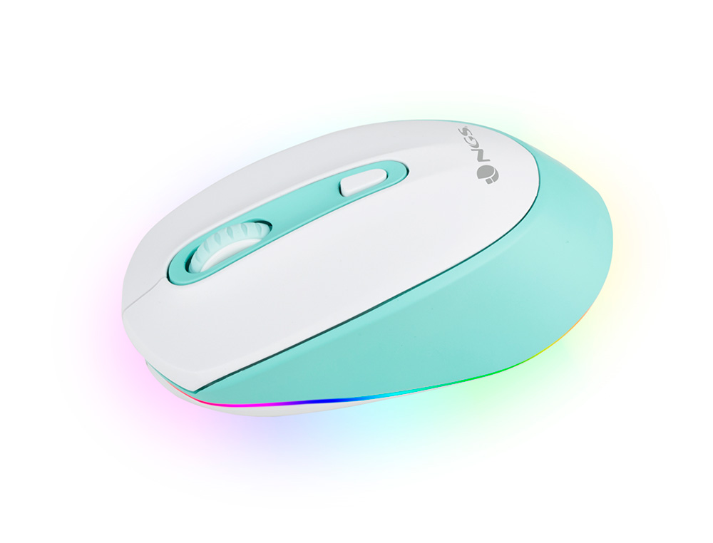 RATO NGS SMOG OTICO 1000/1600/2400 DPI SEM FIOS 3 BOTOES RECETOR USB 2,4 GHZ LUZES LED COR BRANCO/VERDE MENTA